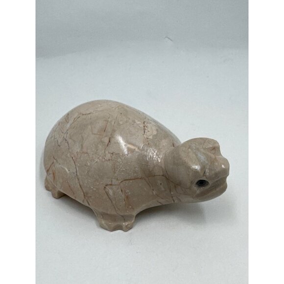 Vintage Turtle Statue Figurine Natural Marbled Stone Carved Art Deco - Picture 6 of 6